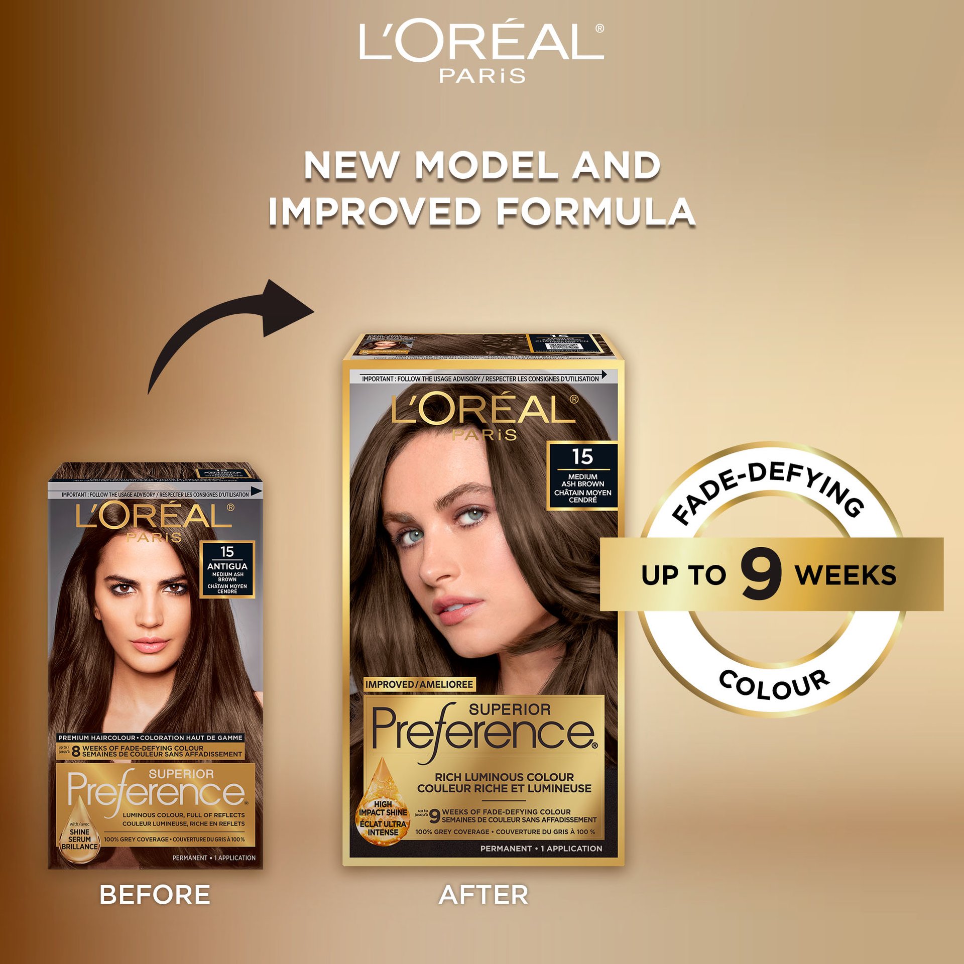 Old and new packaging of Superior Preference showcasing the new and improved formula